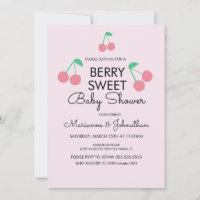Cerises Fruit rose Baby shower rouge Invitation