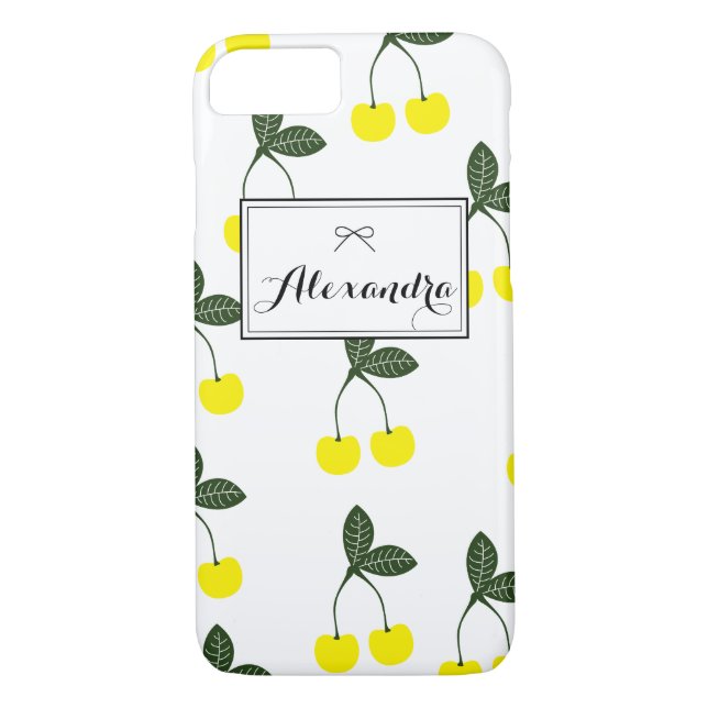 Cerises Jaunes Motif Personnalisé iPhone 7 Coque (Dos)