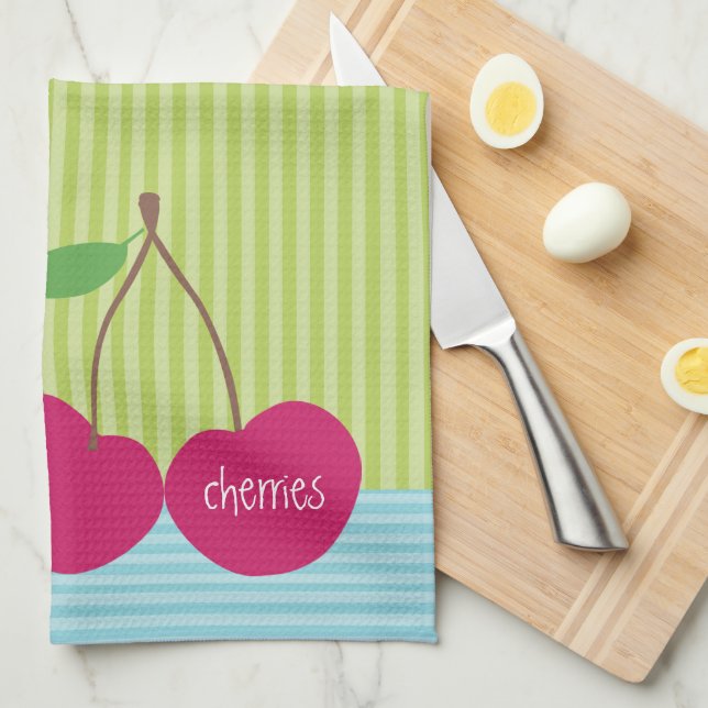 Cerises Microfibre Serviette de cuisine (Quart Plié)