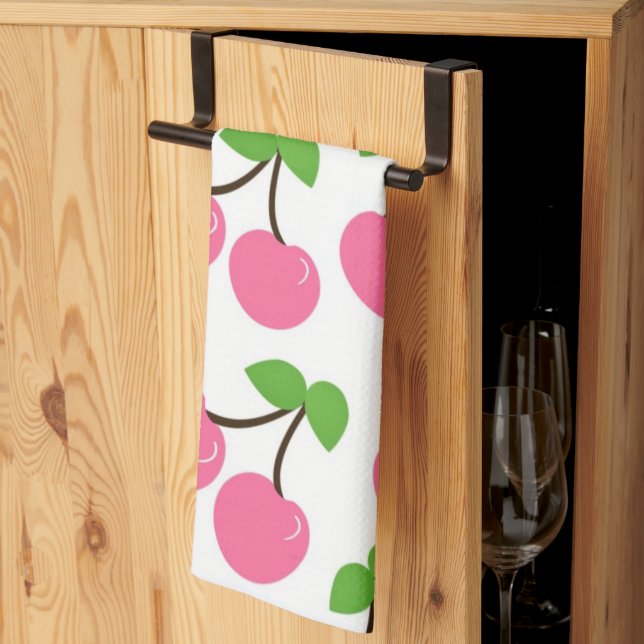 Cerises roses Microfibre Serviette de cuisine (Pliage en tiers)