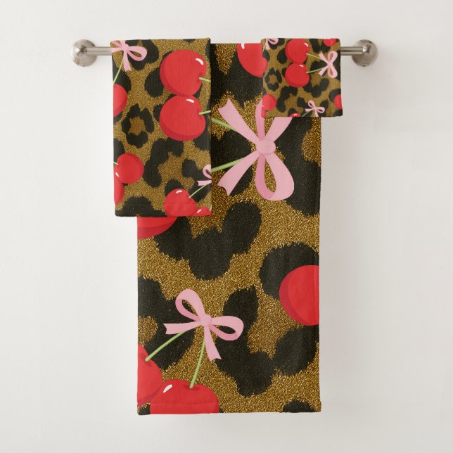 Cerises rouges avec Empreinte de léopard de la coq (En situation)