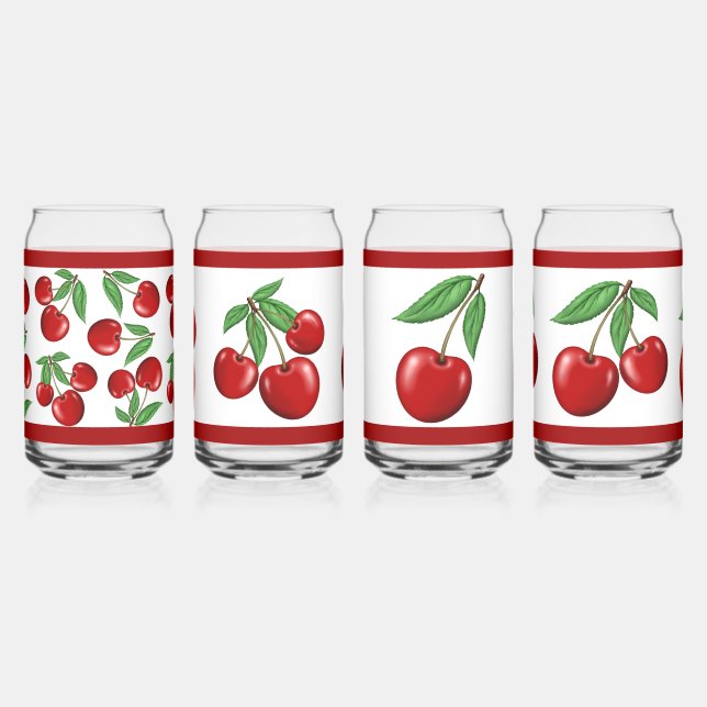 Cerises rouges Fruits Assortis Designs Can Glass S (Gauche)