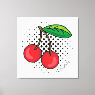 Cerises rouges Popart sur impression sur toile en 