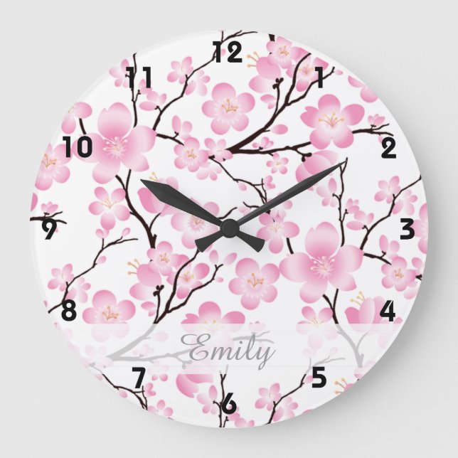 cerisier fleur arbre printemps japonais horloge 2 (Recto)