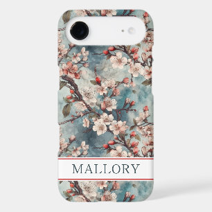 Cerisiers Fleuris Teal Sakura Imprimé Monogrammé