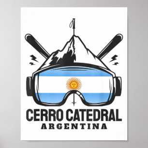 Cerro catedral argentina ski resort retro skiing  poster