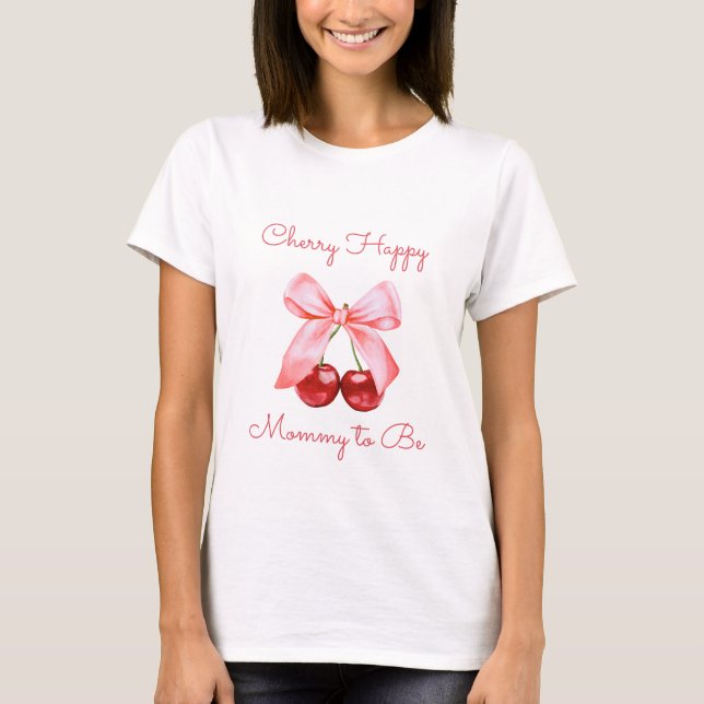 Cerry & Coquette Pink Bow Mommy to-be Pregnancy T-Shirt (Front)
