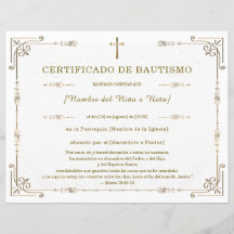 Certificado de Bautismo Elegante