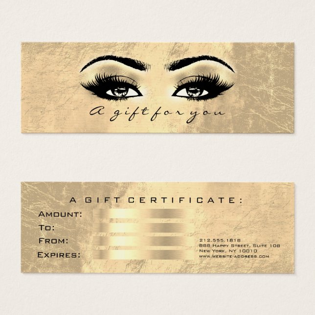 Certificat cadeau Artiste maquillage Lashes en Cui (Devant & derrière)