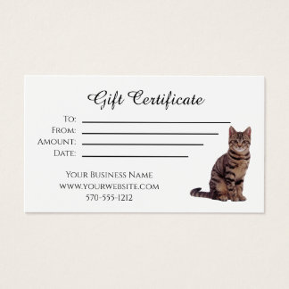 Certificat cadeau avec chat