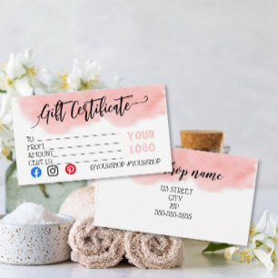 Certificat cadeau beauté rose blush