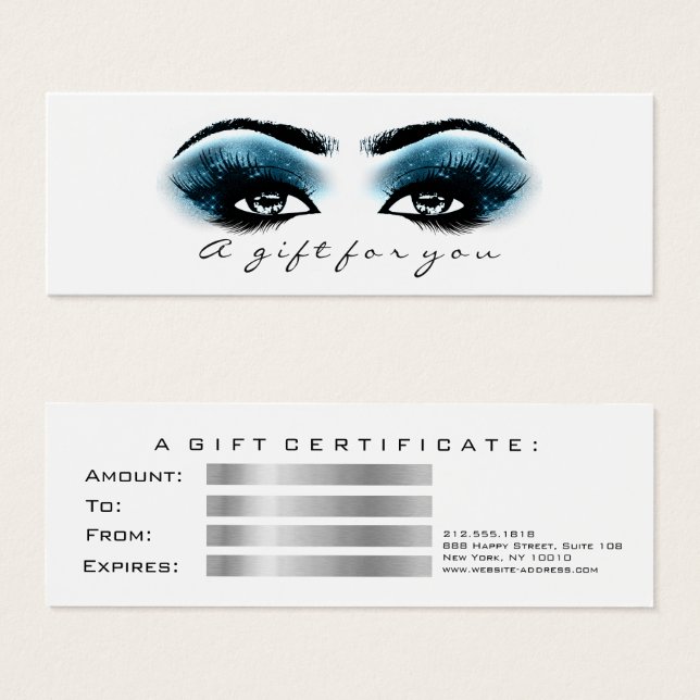 Certificat cadeau Blue Marine White Lashes Maquill (Devant & derrière)