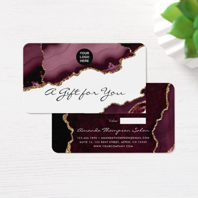 Certificat-cadeau Bourgogne et or Agate Stone (Bureau)