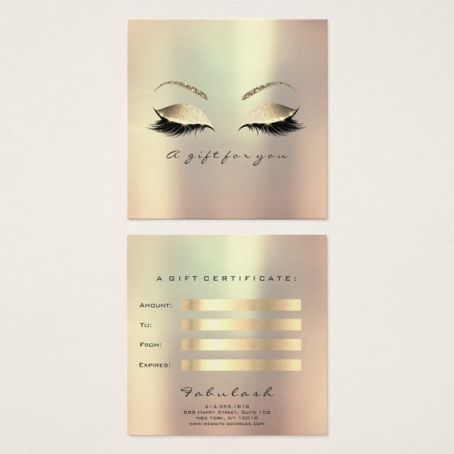 Certificat cadeau Champaiment Gold Lashes Glam maq (Devant & derrière)