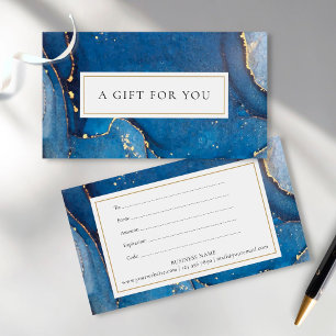 Certificat Cadeau Chic Agate Marbre Or Bleu Marine