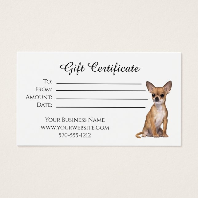 certificat cadeau chihuahua chien (Devant)