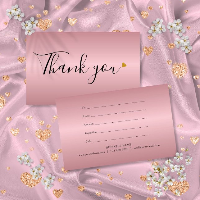 Certificat Cadeau Cœur Minimaliste en Or Rose (Minimalist Rose Gold Heart Gift Certificate)