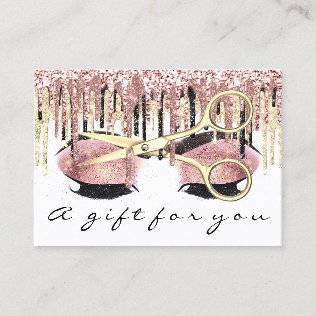 Certificat cadeau Coiffeur Rose Gold Maquillage Wh (Devant)