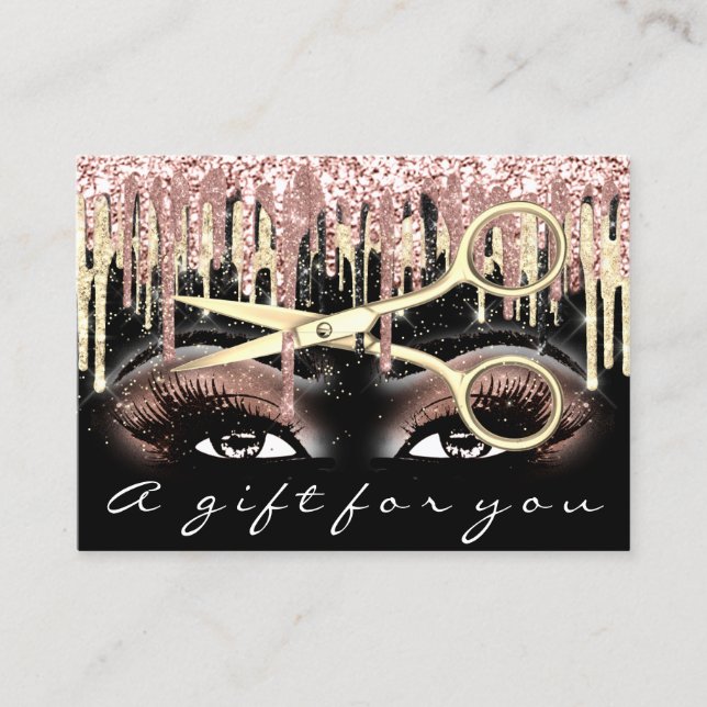 Certificat cadeau Coiffeur Rose Maquillage noir (Devant)