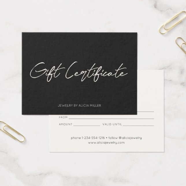 Certificat cadeau commercial minimaliste calligrap (Bureau)