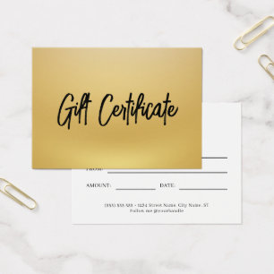 Certificat cadeau d'affaires moderne Black and Gol