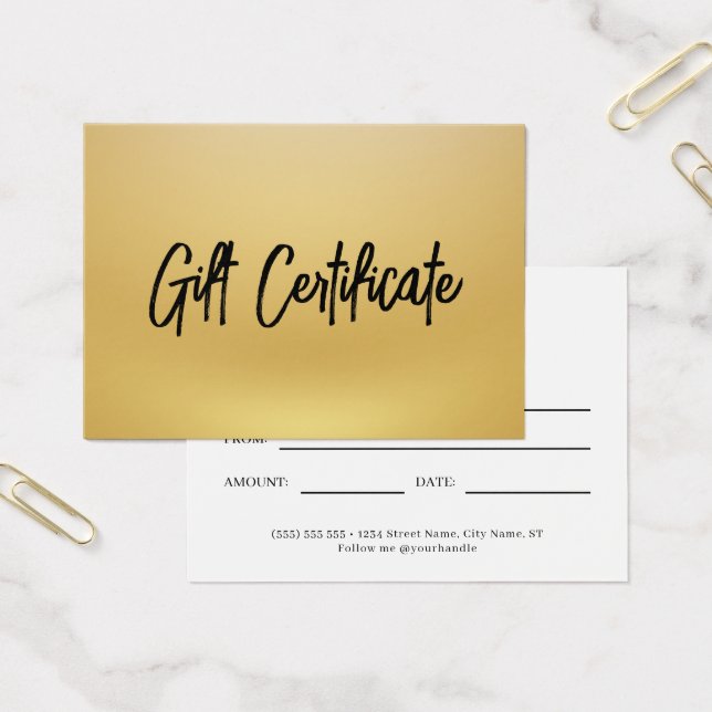 Certificat cadeau d'affaires moderne Black and Gol (Bureau)