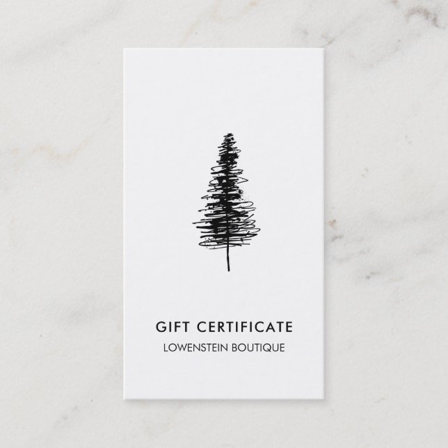Certificat cadeau d'arbre de Noël à encre moderne (Devant)