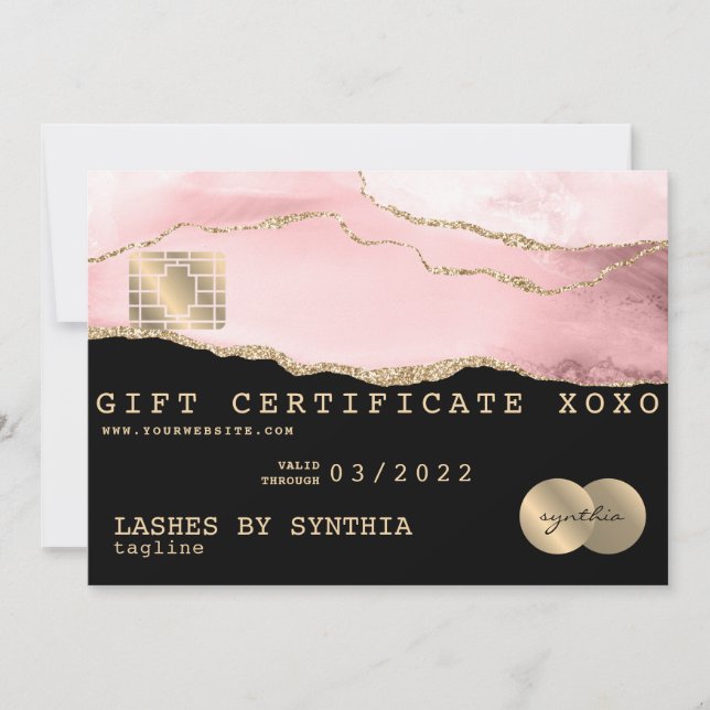 Certificat cadeau de carte de crédit Ajouter votre (Devant)