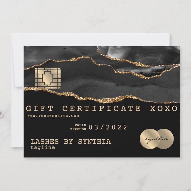 Certificat cadeau de carte de crédit Ajouter votre (Devant)