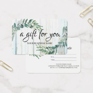 Certificat cadeau de feuillage botanique aquarelle