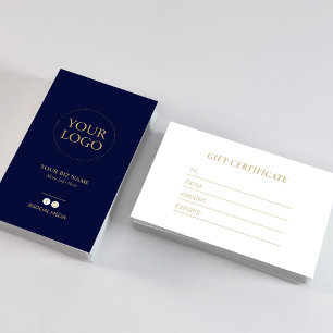 Certificat Cadeau de Logo d'Affaires Moderne Navy