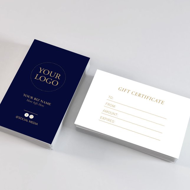Certificat cadeau de logo Marine & Gold Business M (Créateur téléchargé)