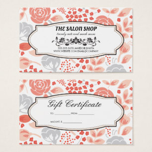 Certificat cadeau de modèle floral
