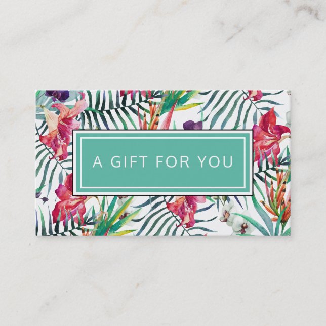 Certificat cadeau de modèle floral tropical exotiq (Devant)