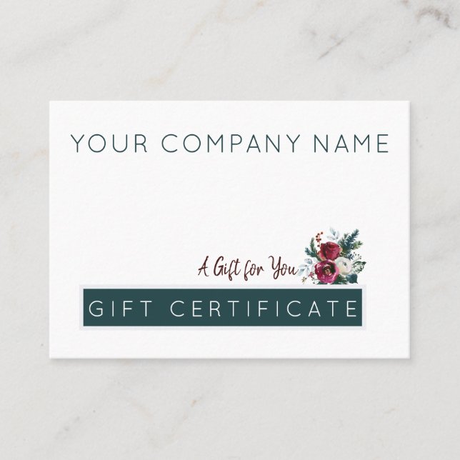 Certificat cadeau de Noël Hunter Green Bourgogne (Devant)