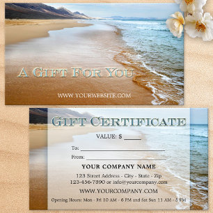 Certificat cadeau de plage