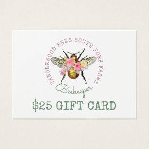 Certificat cadeau de produits d'abeilles miel
