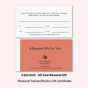 Certificat cadeau de récompense de l'entraîneur de
