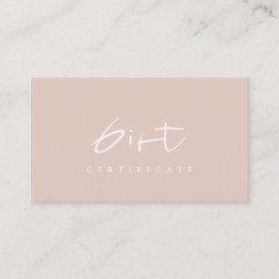 Certificat cadeau de script rose sombre minimal