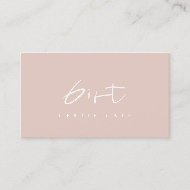 Certificat cadeau de script rose sombre minimal (Devant)