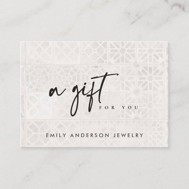 CERTIFICAT CADEAU DE TEXTURE DE TILE MAROCAIN BLAN (Devant)