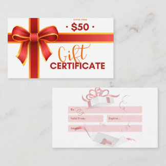 Certificat cadeau d'entreprise
