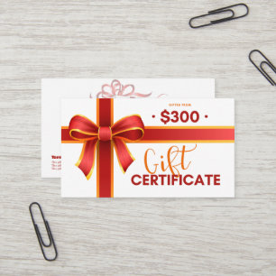 Certificat cadeau d'entreprise 300 $