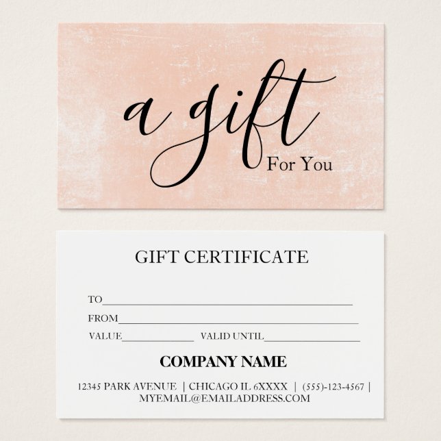 Certificat cadeau d'entreprise simple et moderne (Devant & derrière)