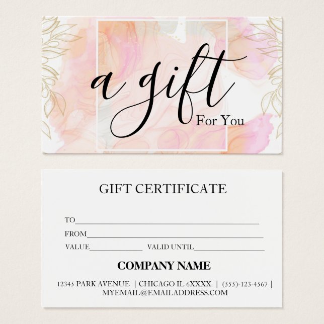 Certificat cadeau d'entreprise simple et moderne (Devant & derrière)