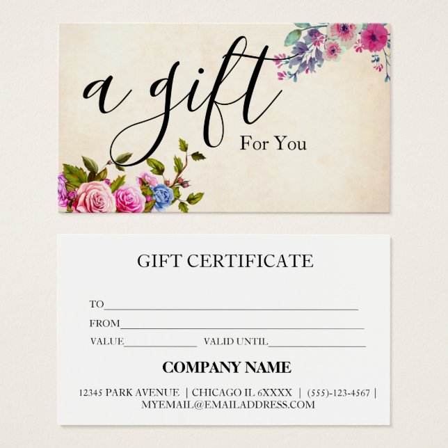 Certificat cadeau d'entreprise simple et moderne (Devant & derrière)