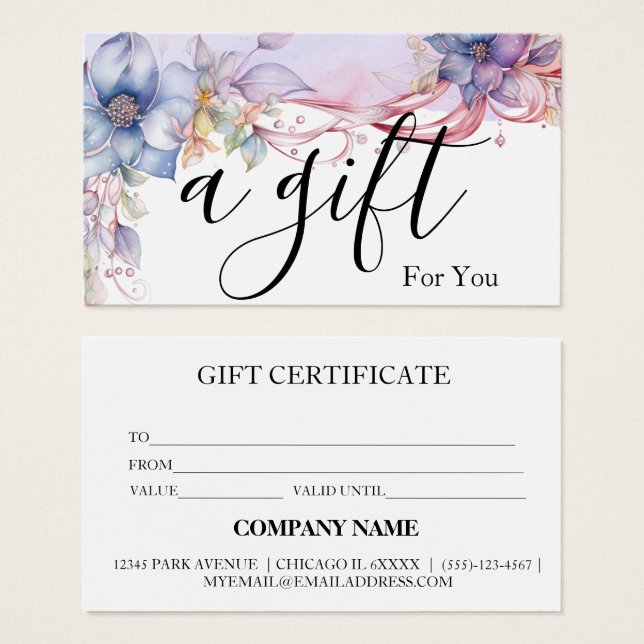 Certificat cadeau d'entreprise simple et moderne (Devant & derrière)