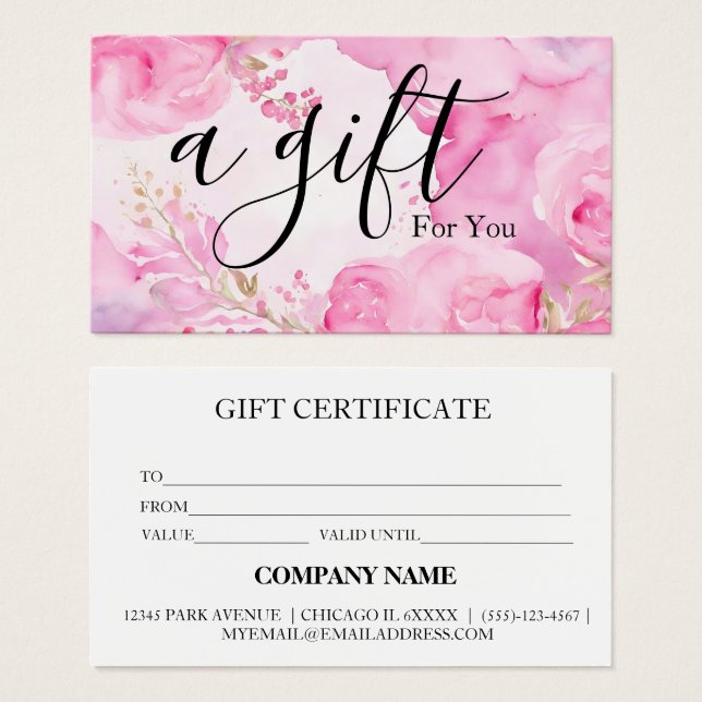 Certificat cadeau d'entreprise simple et moderne (Devant & derrière)