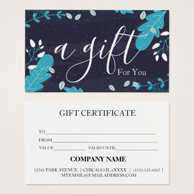 Certificat cadeau d'entreprise simple et moderne (Devant & derrière)
