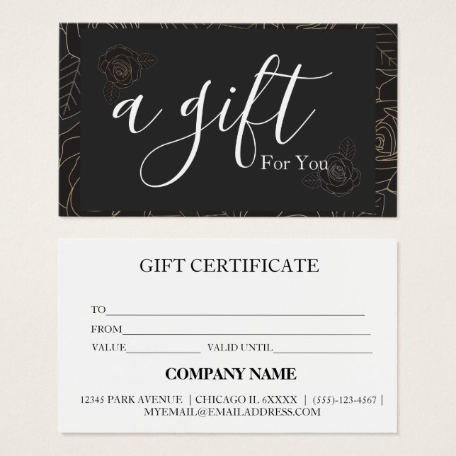 Certificat cadeau d'entreprise simple et moderne (Devant & derrière)